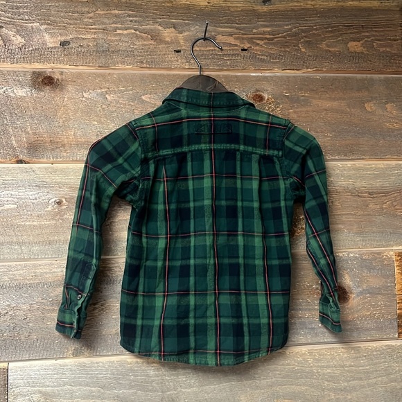 Duluth Trading Co Flannel Button Down Shirt Boys 5 Green Red - Picture 4 of 5